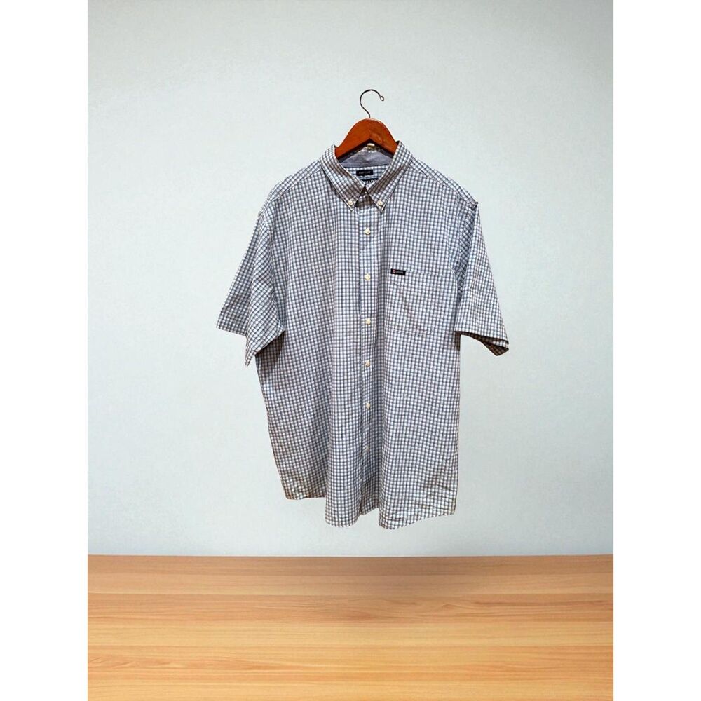 Chaps Men’s Gingham Button Down Shirt Size XXL Short Sleeve Easy Care